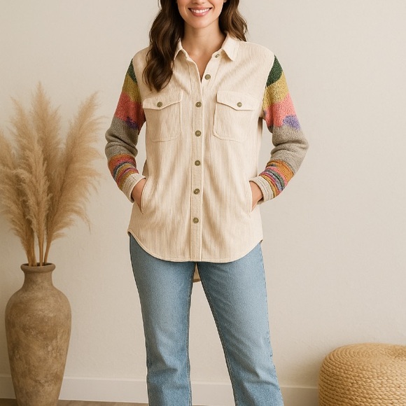 Pilcro Tops - Abercrombie & Fitch Corduroy Shirt Jacket with Knit Sleeves – Size S.